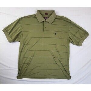 Vintage Polo Sport Ralph Lauren Muscle Polo Shirt Mens XXL Olive Green Striped